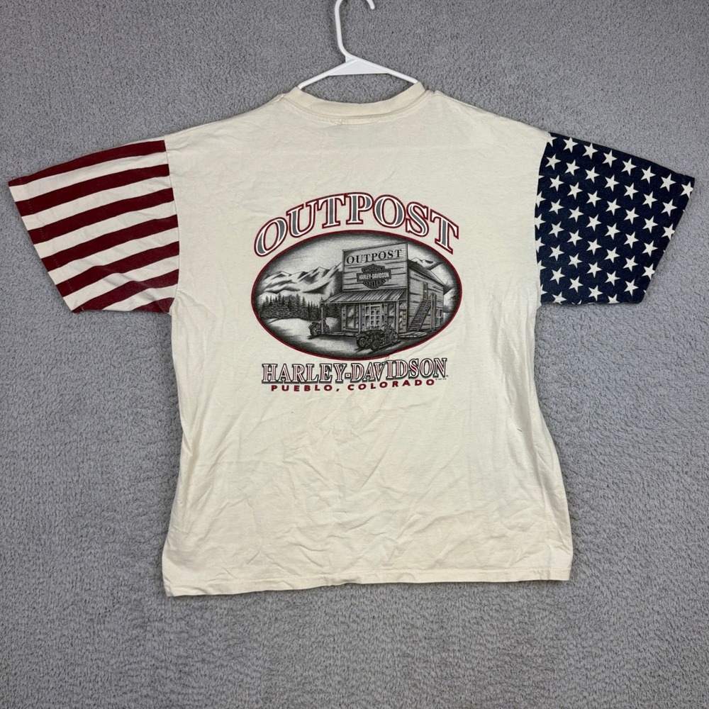 Vintage Harley Davidson Shirt Mens XL USA Flag Eagle 1997 Biker Single Stitch
